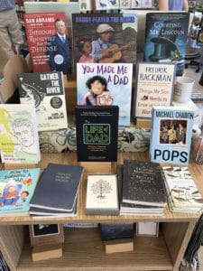 Bank Square Books fiction display.